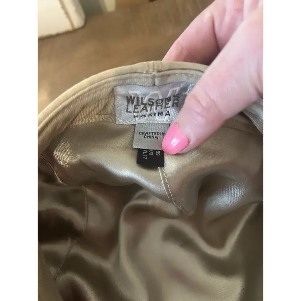 NWT Vintage Wilson's Leather Maxima Tan Suede Newsboy Cap‎ (S/M) biker grunge